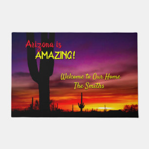 Arizona ist atemberaubender Sonnenuntergang Saguar Fußmatte