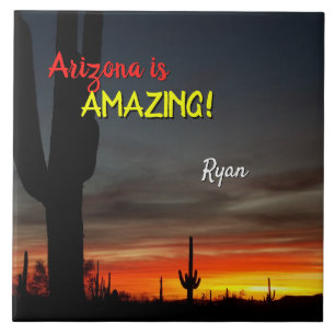 "Arizona ist Phantastisch!" Sunset Sonoran Desert  Fliese