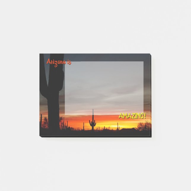 "Arizona ist Phantastisch!" Sunset Sonoran Desert  Post-it Klebezettel (Vorderseite)