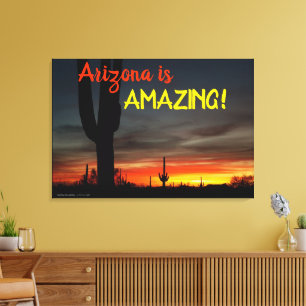 "Arizona ist unglaublich!" Sunset Sonoran Wüstenka Leinwanddruck
