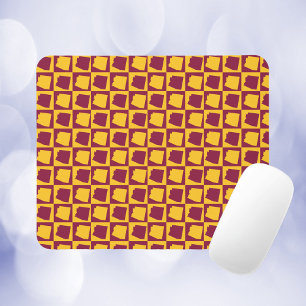 Arizona kariertes bordeauxrotes und goldenes Muste Mousepad