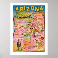Arizona-Karte 20x28 Poster Druck