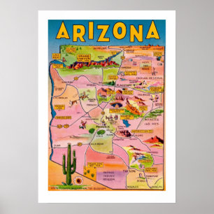Arizona-Karte 20x28 Poster Druck