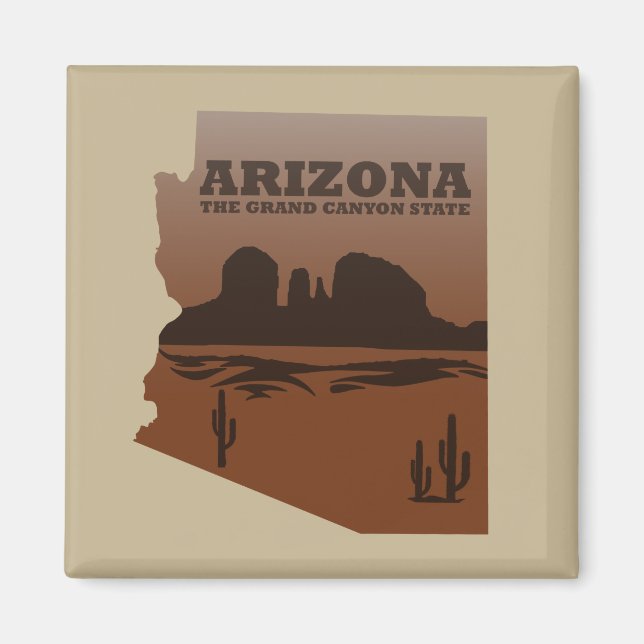 Arizona Karte Landschaft Grand Canyon Magnet (Vorne)