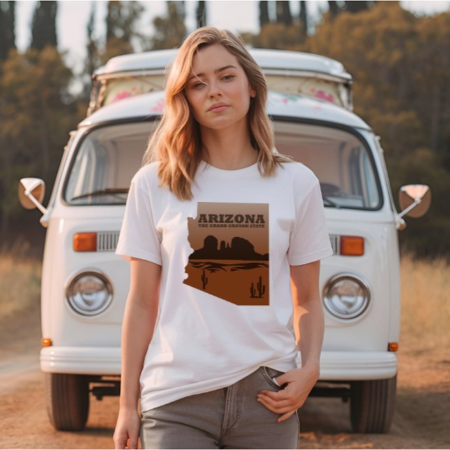 Arizona Karte Landschaft Grand Canyon T-Shirt (Von Creator hochgeladen)