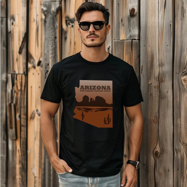 Arizona Karte Landschaft Grand Canyon T-Shirt (Von Creator hochgeladen)