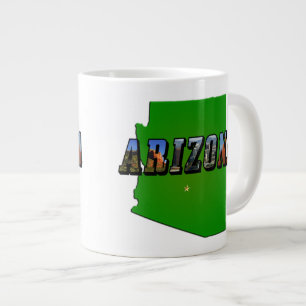 Arizona-Karte und Bildtext Jumbo-Tasse