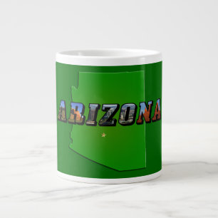 Arizona-Karte und Bildtext Jumbo-Tasse