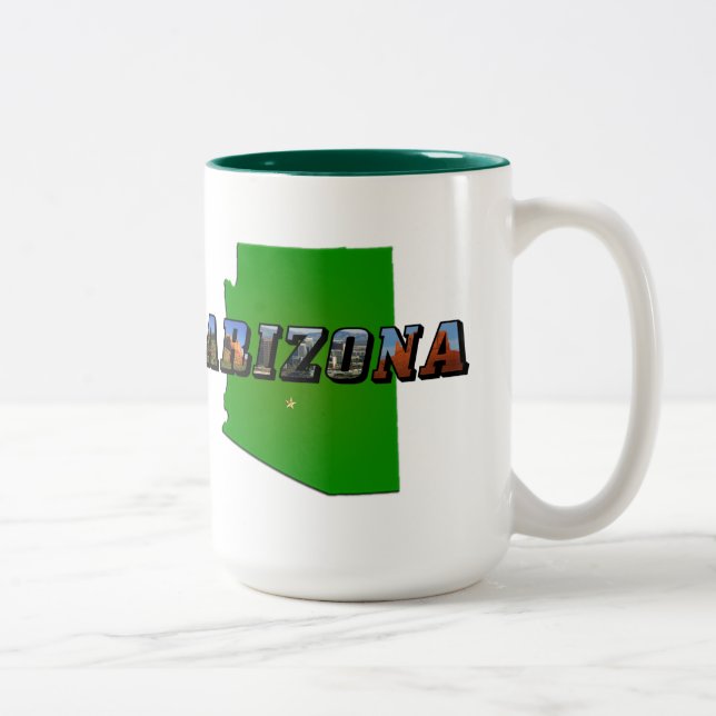Arizona-Karte und Bildtext Zweifarbige Tasse (Rechts)