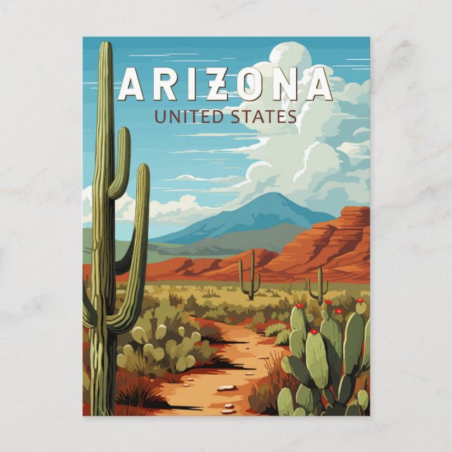 Arizona Kunstvoll wandern Vintag Postkarte (Vorderseite)