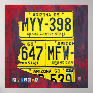 Arizona License Plate Karte Poster