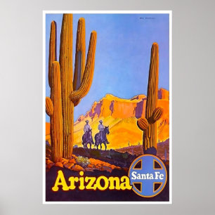Arizona-Malerei Santa Fe Reiseplakat Cowboy-Kunst Poster