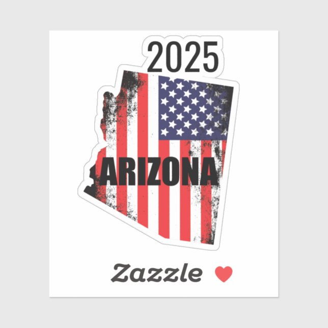 Arizona Map American Flag Freedom 2025 Aufkleber (Blatt)