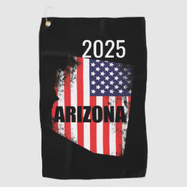Arizona Map American Flag Freedom 2025 Golfhandtuch