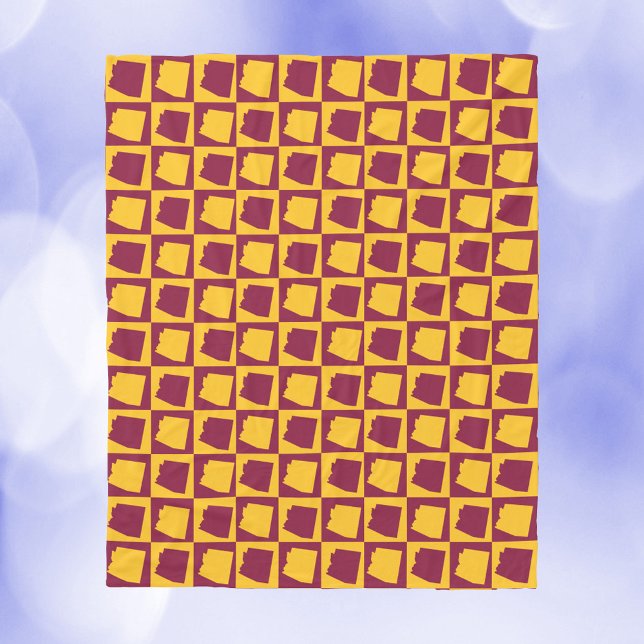Arizona Maroon and Gold Check Pattern Fleecedecke (A blanket with a pattern of Arizona done in maroon and gold)