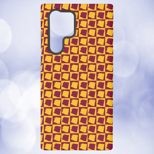 Arizona Maroon and Gold Checkerboard Pattern Samsung Galaxy Hülle (A phone case with a maroon and gold pattern of Arizona.)