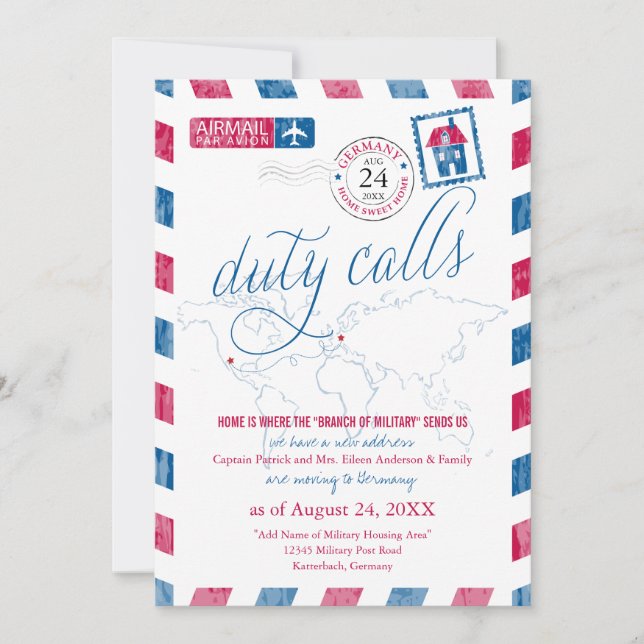 Arizona nach Deutschland Militärische Bewegung der Einladung (Vorderseite)