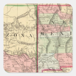 Arizona, New Mexico Map von Mitchell Quadratischer Aufkleber
