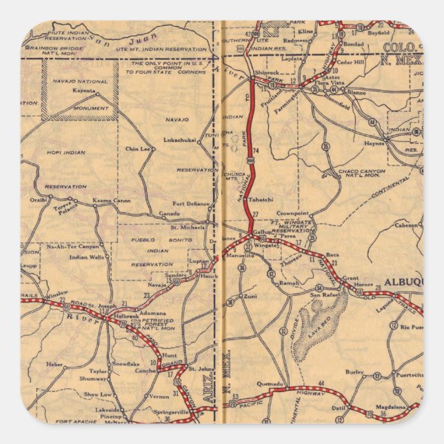 Arizona, New Mexico Quadratischer Aufkleber (Vorderseite)