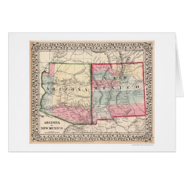 Arizona-New Mexiko-Karte 1867 (Vorderseite (Horizontal))