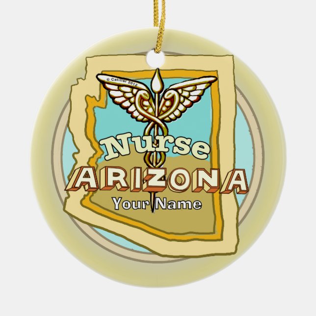 Arizona Nurse Caduceus Keramik Ornament (Vorne)
