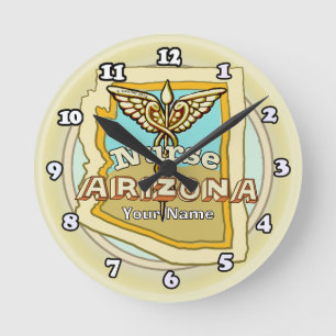 Arizona Nurse Caduceus Runde Wanduhr