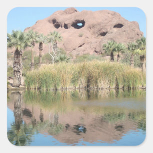 Arizona Phoenix Wahrzeichen Südwest Wüste Rote Hüg Quadratischer Aufkleber