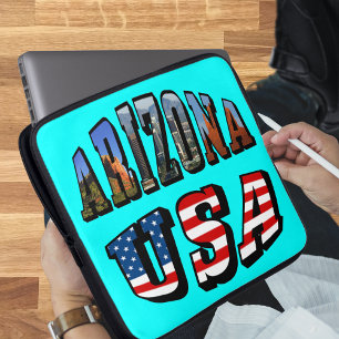 Arizona Picture und USA Flag Text Laptopschutzhülle