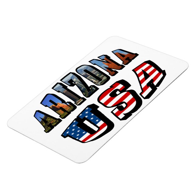 Arizona Picture und USA Flag Text Magnet (Linke Seite)