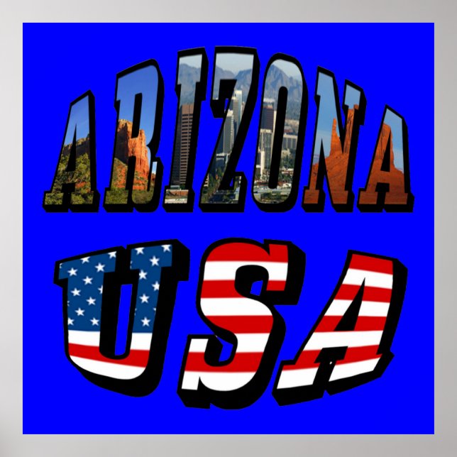 Arizona Picture und USA Flag Text Poster (Vorne)