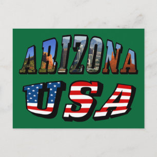 Arizona Picture und USA Flag Text Postkarte