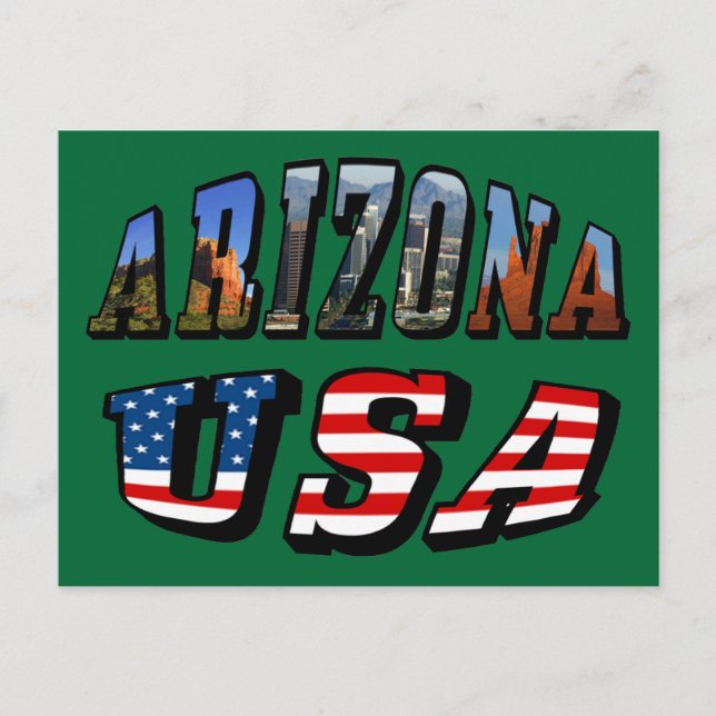 Arizona Picture und USA Flag Text Postkarte (Vorderseite)