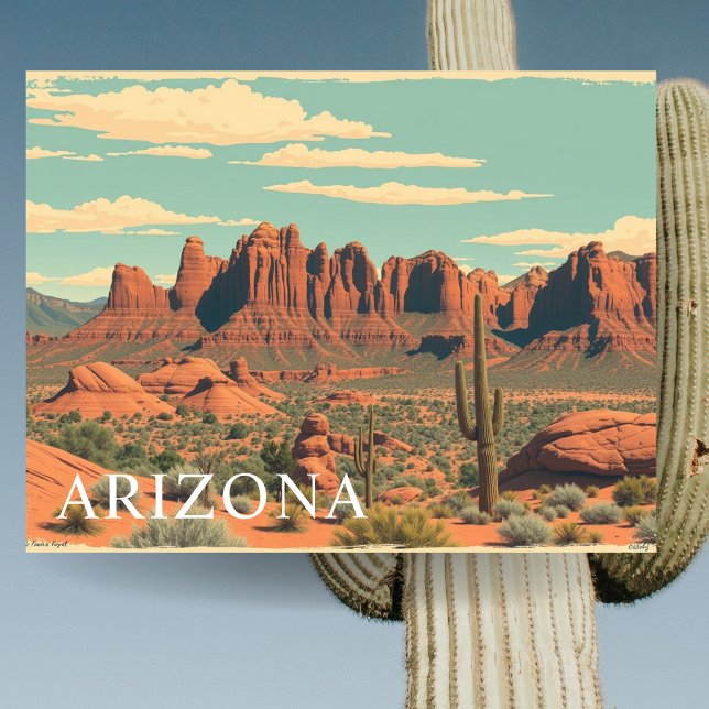 Arizona Red Rocks Vintage Travel Retro Postkarte (Arizona Red Rocks Vintage Travel Retro Postcard)