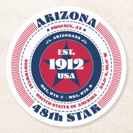 Arizona Red White Blue Typografie Runder Pappuntersetzer