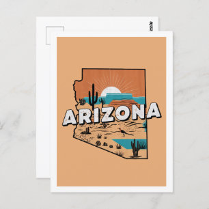 Arizona Retro Reisedesign Iconic US Staaten Postkarte
