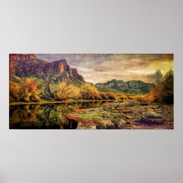 Arizona River Sonoran Wüstengebirge 24 Zoll x 11 Z Poster (Vorne)