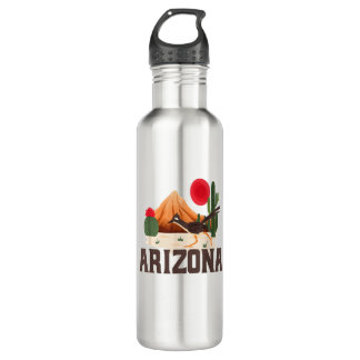 Arizona Roadrunner Retro Boho Wüstenkaktus Edelstahlflasche