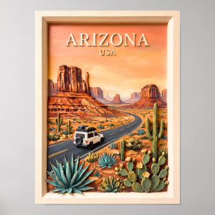 Arizona Roadtrip Vintage Monument Valley Wüste Poster