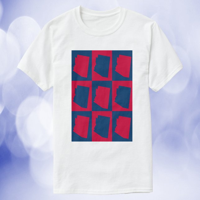 Arizona Rot und Blau Muster T-Shirt (A shirt with a red and blue pattern featuring the US State of Arizona.)