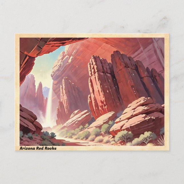 Arizona Rotes Rock Vintage Postkarte (Vorderseite)