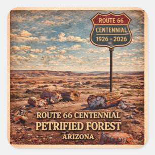Arizona Route 66 Centennial Petrified Forest Quadratischer Aufkleber