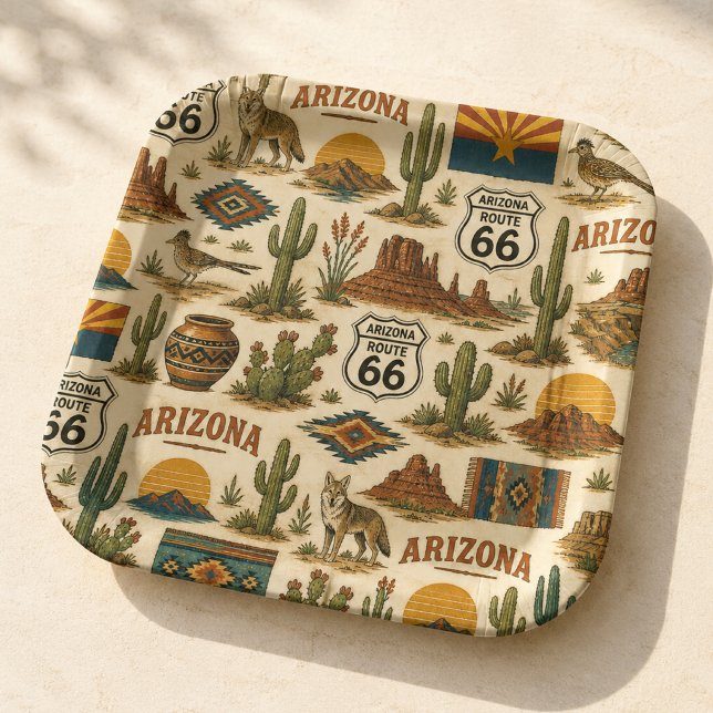 Arizona Route 66 Desert Fiesta Pappteller (Von Creator hochgeladen)