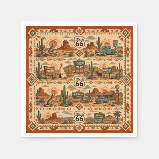 Arizona Route 66 Desert-Party-Stil Serviette (Vorderseite)