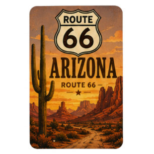 Arizona Route 66 Saguaro Sonnenuntergang Straße Ku Magnet