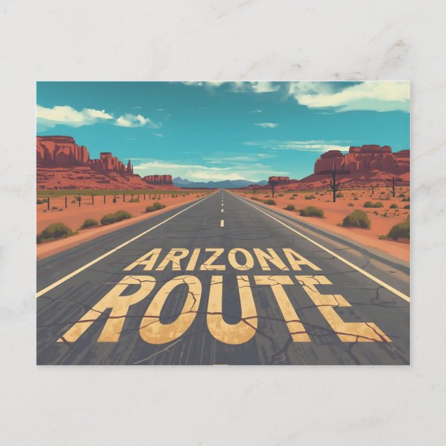 Arizona Route Desert Road Graphic Art Postkarte (Vorderseite)