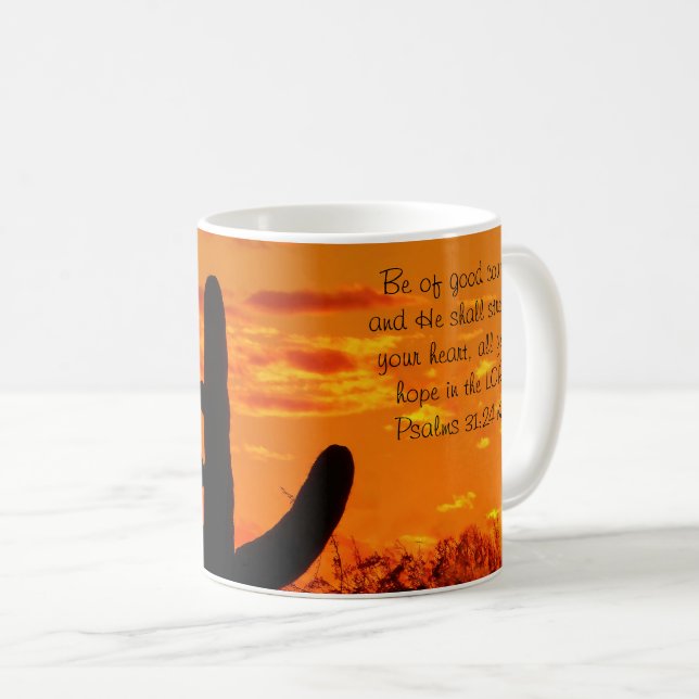 Arizona Saguaro Cacti mit leuchtend orangefarbenem Kaffeetasse (VorderseiteRechts)