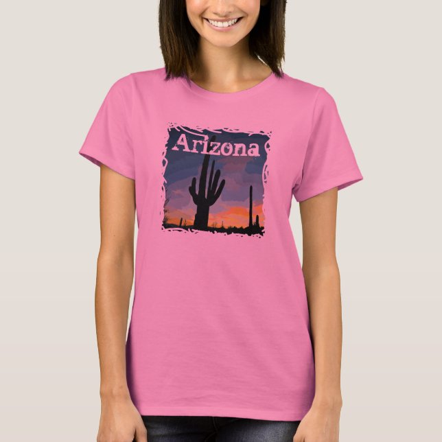 Arizona Saguaro Cactus at Sunset Southwestern T-Sh T-Shirt (Vorderseite)