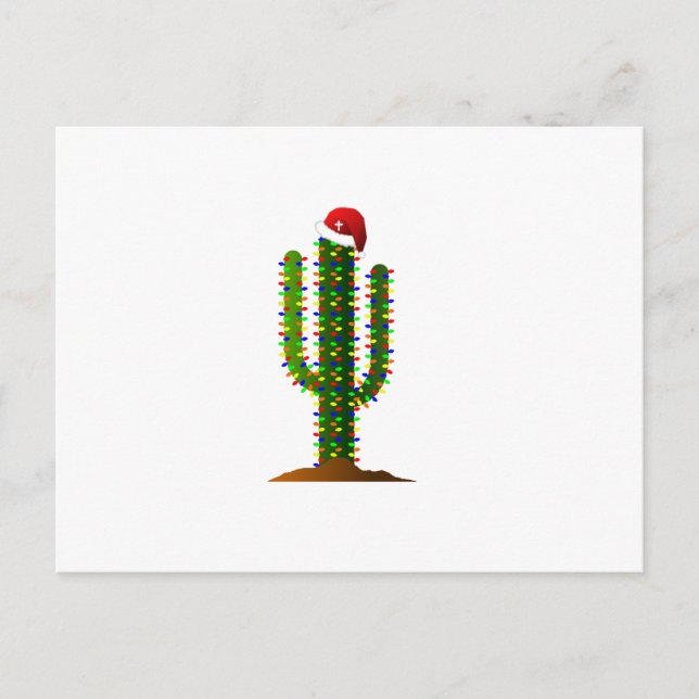 Arizona Saguaro Cactus Christmas Lights Feiertagspostkarte (Vorderseite)