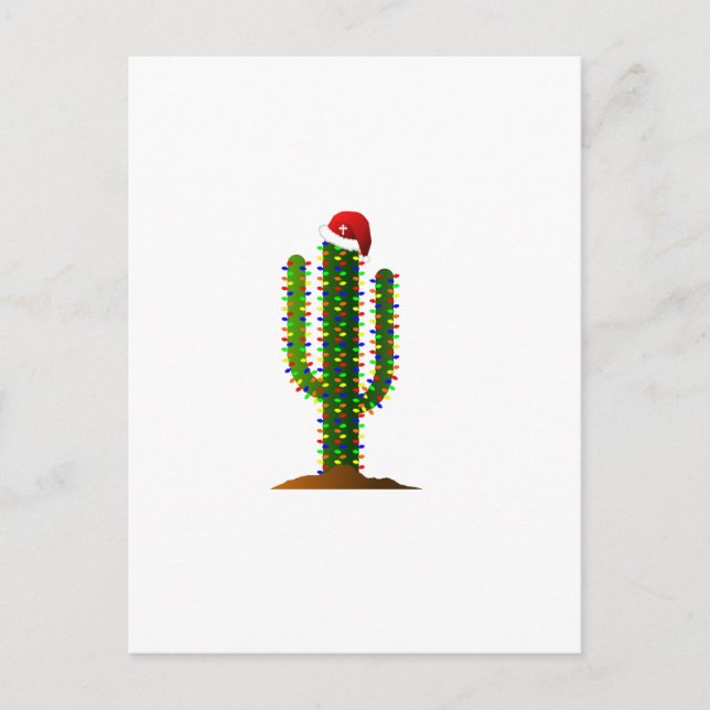 Arizona Saguaro Cactus Christmas Lights Feiertagspostkarte (Vorderseite)