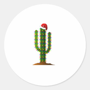 Arizona Saguaro Cactus Christmas Lights Runder Aufkleber